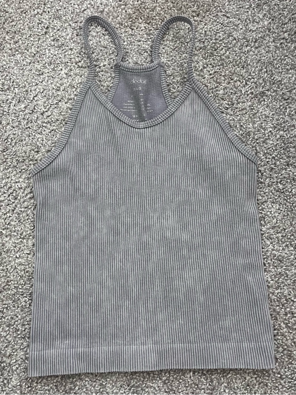 Ribbed Washed Gray Racerback Cropped Tank Top Size XS/Small